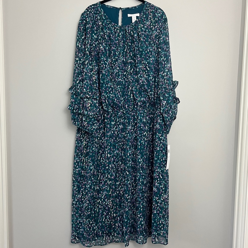 NWT London Times Metallic Dot Patterned Dress